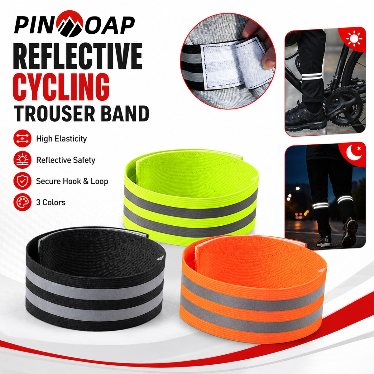 Running Gear Reflective - PINMOAP 1/2PCS Bisiklet Pantolonu Bacak Kayışı
