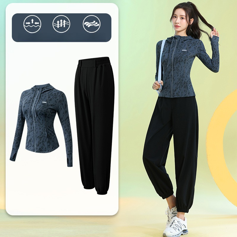 Running Gear Quick Dry - Kadın Koşu Takımları Uzun Kollu Çiçek